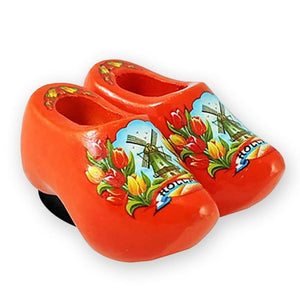 Magnet - Pair Wooden Shoes (Orange) 4cm.