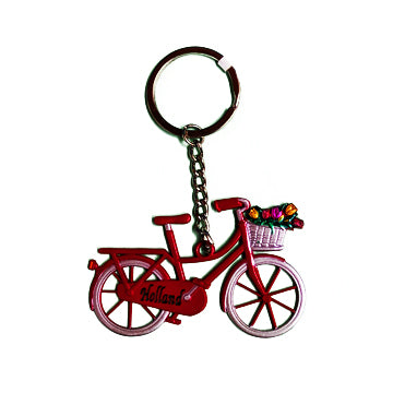 Keychain - Bicycle with Tulips (Red)