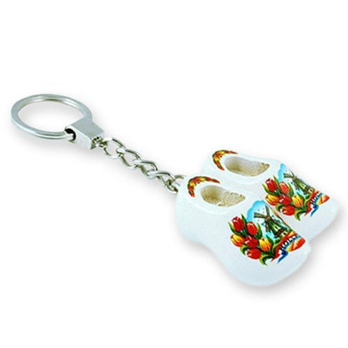 Keychain - Pair Wooden Shoes (White) 4cm